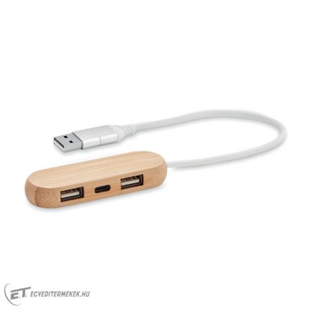 3 portos bambusz USB elosztó